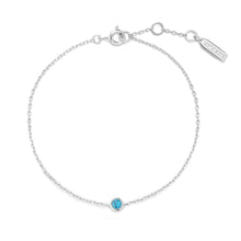 Load image into Gallery viewer, Silver Bezel-Set Lab-Created Turquoise Solitaire Bracelet