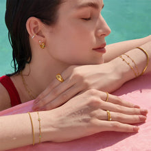 Load image into Gallery viewer, Gold Mint Green Station Bracelet