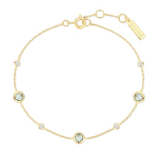 Load image into Gallery viewer, Gold Mint Green Station Bracelet