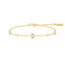Load image into Gallery viewer, Gold Mint Green Station Bracelet