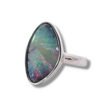Load image into Gallery viewer, Sterling Silver Australian Boulder Opal Smooth Shank Ring