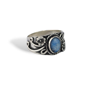 Estate Sodalite and Sterling Silver Floral Ring