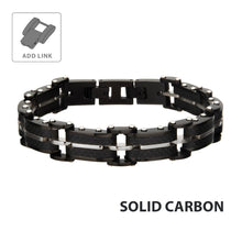 Load image into Gallery viewer, Black Carbon Fiber &amp; Matte Finish Link Bracelet