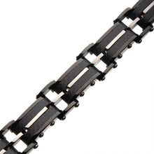 Load image into Gallery viewer, Black Carbon Fiber &amp; Matte Finish Link Bracelet