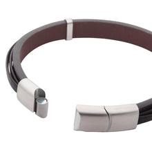 Load image into Gallery viewer, Brown Leather Strapped with Hammered ID Bracelet