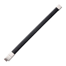 Load image into Gallery viewer, Black Braided Genuine Leather Bracelet