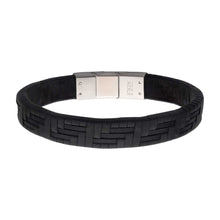 Load image into Gallery viewer, Twill Weave Suede Black Leather Bracelet