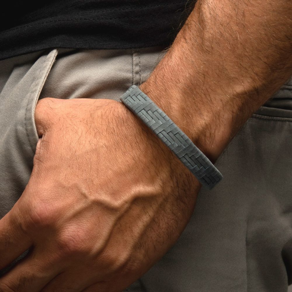 Twill Weave Suede Grey Leather Bracelet