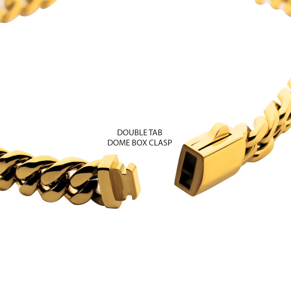 6mm High Polished 18Kt Gold IP Stainless Steel Heavy Miami Cuban Chain Bracelet