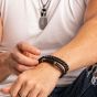 Load image into Gallery viewer, Black Leather with Rose Gold IP Beads &amp; Black IP Engravable ID Bracelet