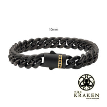Load image into Gallery viewer, 10mm Black IP Steel Matte Finish Miami Cuban Chain Bracelet with 1.6mm Genuine Black Sapphire Gem