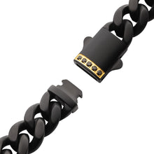 Load image into Gallery viewer, 10mm Black IP Steel Matte Finish Miami Cuban Chain Bracelet with 1.6mm Genuine Black Sapphire Gem