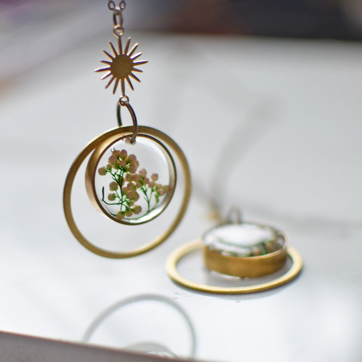 Riceflower Circle Brass Necklace