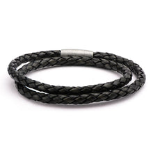 Load image into Gallery viewer, Double Round Black Braided Italian Antique Leather Bracelet