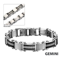 Load image into Gallery viewer, Double Sided Black IP &amp; Steel Edge Polish Finished Reversible Bracelet