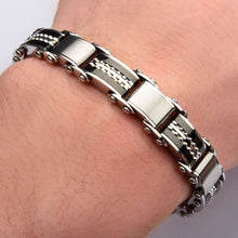 Load image into Gallery viewer, Double Sided Black IP &amp; Steel Edge Polish Finished Reversible Bracelet