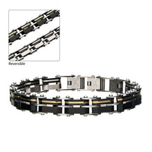 Load image into Gallery viewer, Steel Gold &amp; Black IP Reversible Bracelet