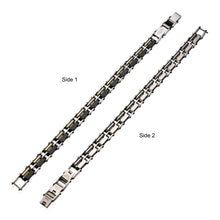 Load image into Gallery viewer, Steel Gold &amp; Black IP Reversible Bracelet