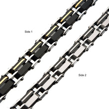 Load image into Gallery viewer, Steel Gold &amp; Black IP Reversible Bracelet