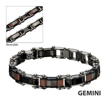 Load image into Gallery viewer, Double Sided Black IP &amp; Cappuccino Greek Keys Bracelet