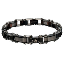 Load image into Gallery viewer, Double Sided Black IP &amp; Cappuccino Greek Keys Bracelet