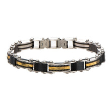 Load image into Gallery viewer, Double Sided Steel, Black &amp; Gold IP Bracelet