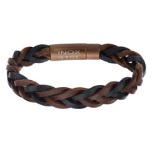 Load image into Gallery viewer, Brown &amp; Black Braided Leather Bracelet
