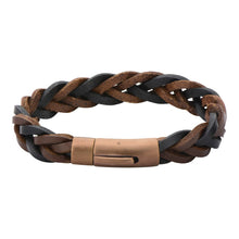 Load image into Gallery viewer, Brown &amp; Black Braided Leather Bracelet