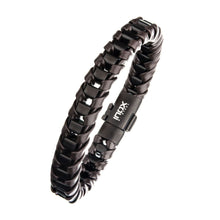 Load image into Gallery viewer, Brown Leather with Black IP Bracelet