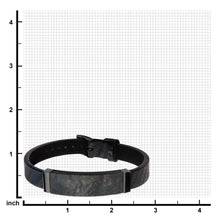 Load image into Gallery viewer, Black Leather and Solid Carbon Graphite Bracelet with Belt Buckle Clasp