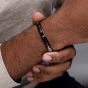 Load image into Gallery viewer, 18Kt Gold IP and Black IP Steel Solitaire Accented Clear Lab-Grown Diamond Link Bracelet