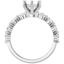 Load image into Gallery viewer, 14KW 3/4 CTW Lab-Grown Diamond Peg Shank with Marquise 6-Prong French Set Head