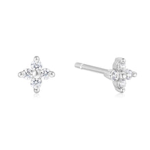 Load image into Gallery viewer, Silver Four-Petal Stud Earrings