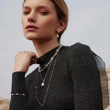 Load image into Gallery viewer, Gold Sparkling Duet Mixed Shell Pearl Drop Huggie Hoop Earrings