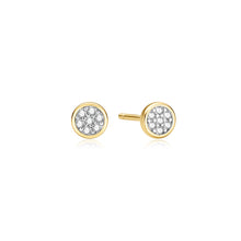 Load image into Gallery viewer, Gold Small Pavé Disc Stud Earrings