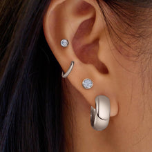 Load image into Gallery viewer, Silver Small Pavé Disc Stud Earrings