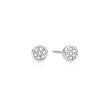 Load image into Gallery viewer, Silver Small Pavé Disc Stud Earrings