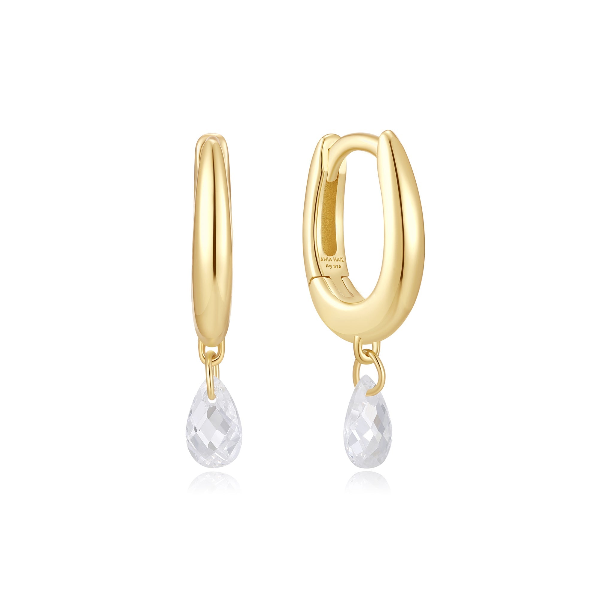 Gold Teardrop Dangle Huggie Hoop Earrings