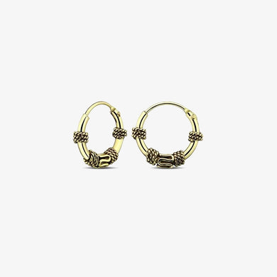 10mm Gold Plated Bali Style Silver Hoop Earring