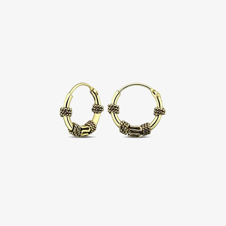 10mm Gold Plated Bali Style Silver Hoop Earring