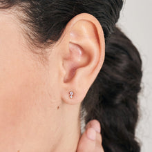 Load image into Gallery viewer, 14K Gold White and Pink Sapphire Stud Earrings