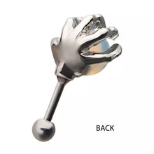 Load image into Gallery viewer, Skull Hand holding Opalite Gem Cartilage Barbell
