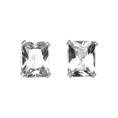 Emerald Cut CZ Stud Earrings 7x5