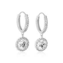 Load image into Gallery viewer, Halo Dangle Hoop CZ Earrings