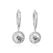 Load image into Gallery viewer, Halo Dangle Hoop CZ Earrings