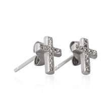 Load image into Gallery viewer, Sterling Silver CZ Cross Stud Earrings