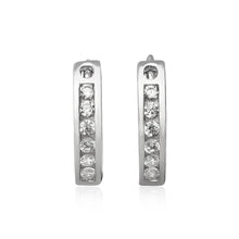 Load image into Gallery viewer, Channel Set CZ Huggie Earrings