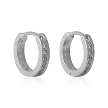 Load image into Gallery viewer, Channel Set CZ Huggie Earrings
