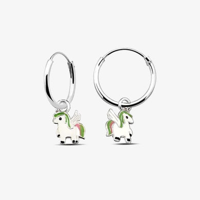 Unicorn Kids Hoop Earrings Silver