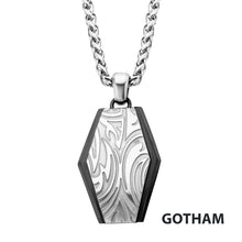 Load image into Gallery viewer, Black IP w/ Steel Grooves &amp; Crests Dog Tag Pendant with Steel Wheat Chain